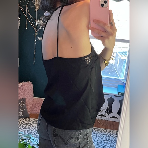 Satin black halter slip tank ✨ - Picture 2 of 3